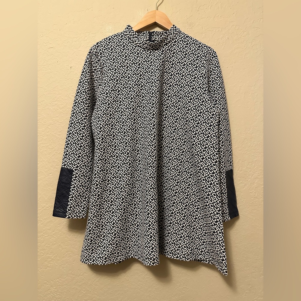 Tyler Boe Tunic Womens Multicolor Printed Mock Neck Long Sleeve Top Size XL